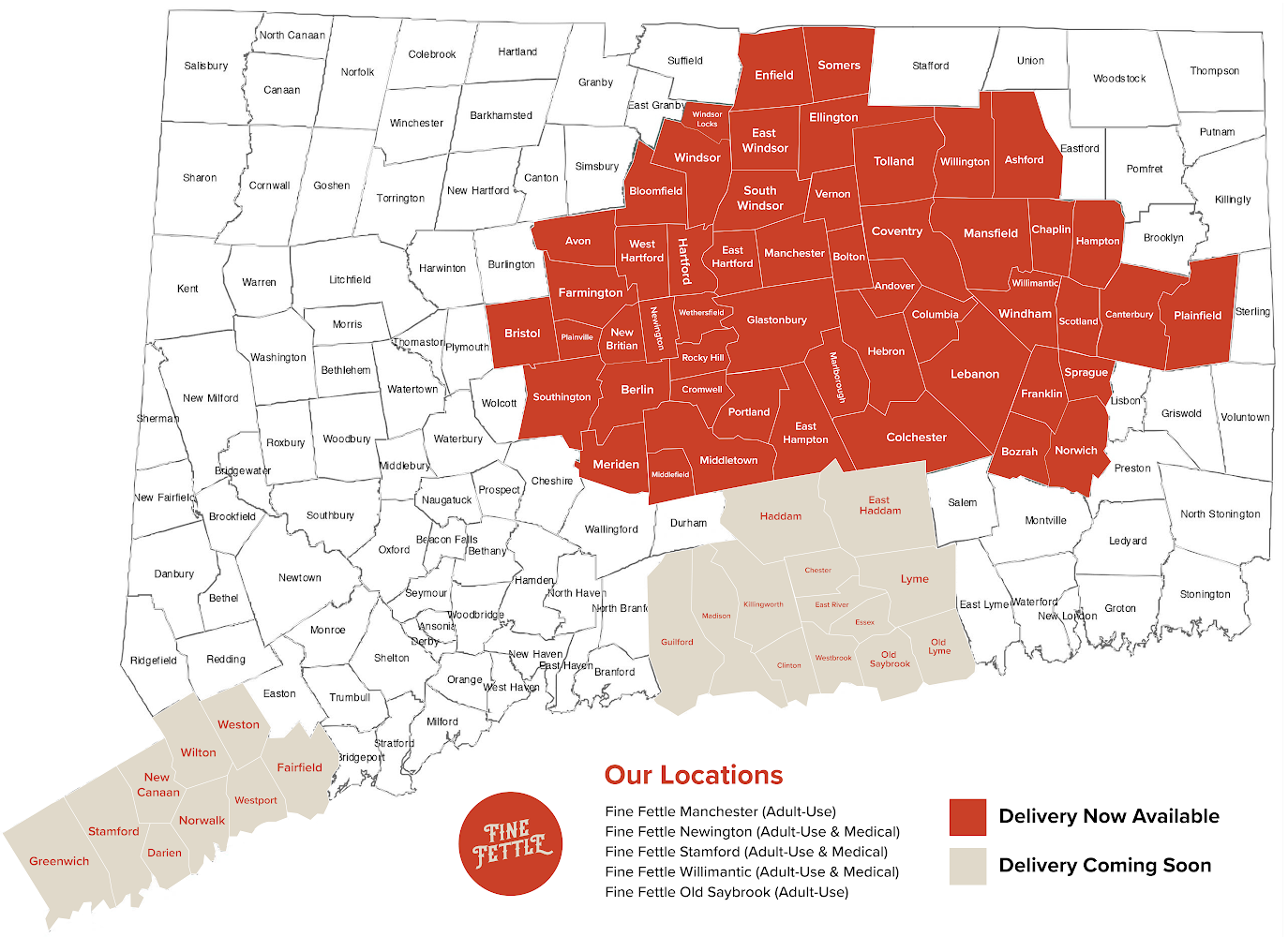 CT Delivery Map, updated November 2023