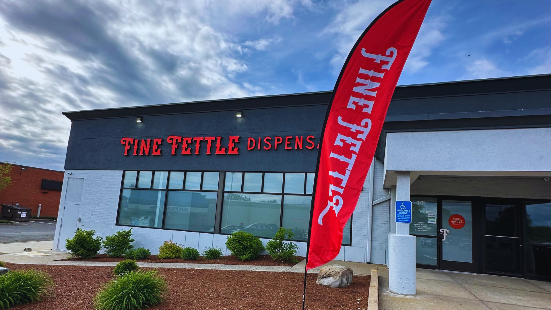 Exterior photo of new Fine Fettle dispensary in West Springfield