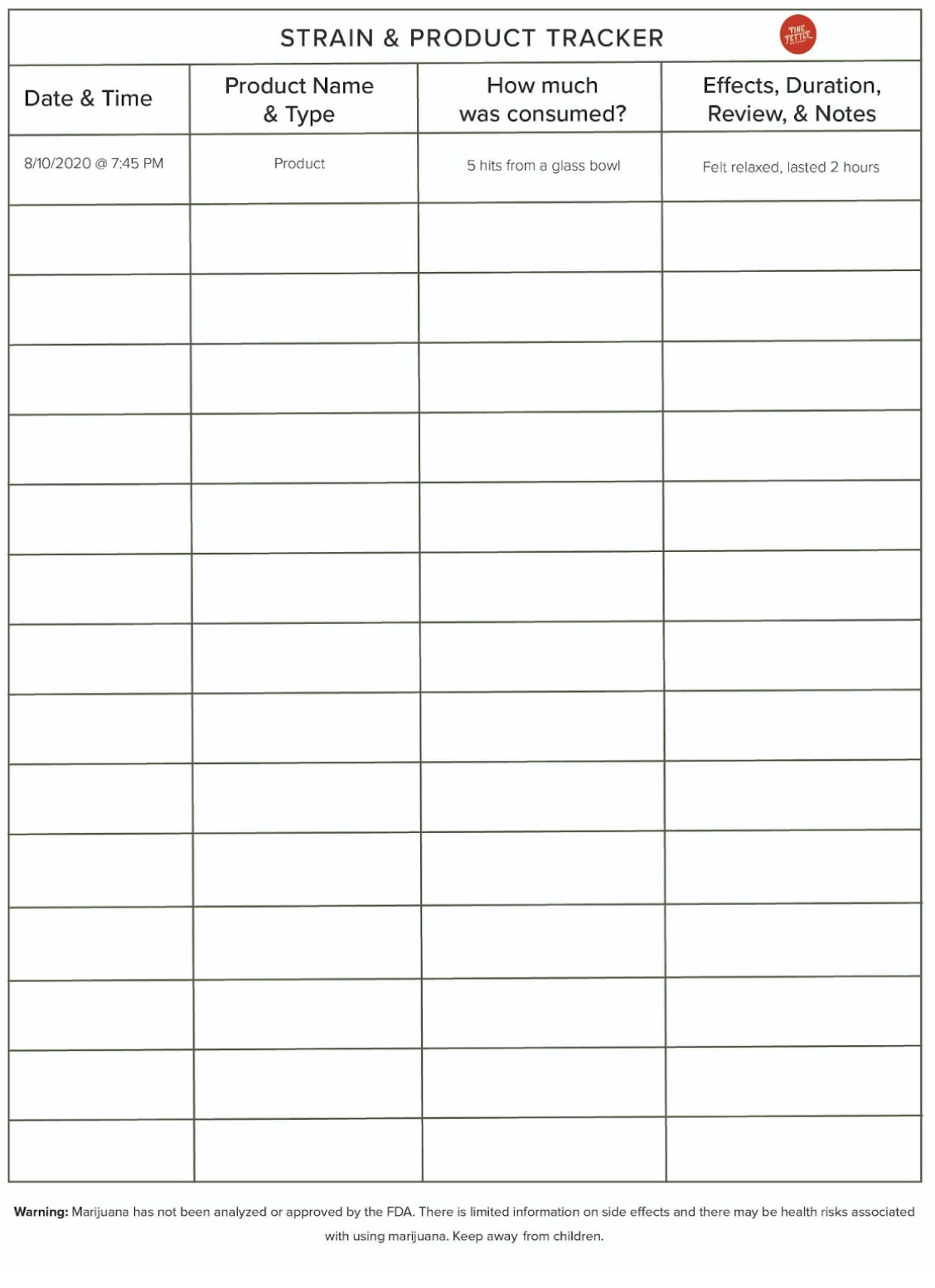 Printable strain and product tracker