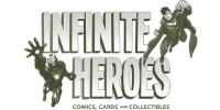 The image shows the text INFINITE HEROES in large letters, with two armored, flying heroes on either side, symbolizing a powerful small business partnership agreement.
