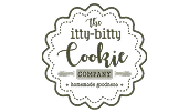 A decorative logo reading The Itty Bitty Cookie Company with ornate borders and a banner, all in green and gray tones—ideal for showcasing a small business partnership agreement.