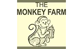 A cartoon monkey holding a drink sits below the text THE MONKEY FARM, symbolizing a fun small business partnership agreement, on a light background.
