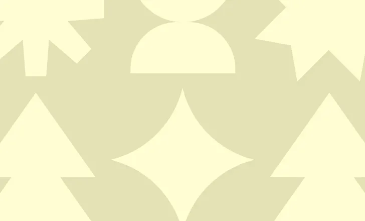 Abstract geometric pattern with light beige shapes, including stars, trees, circles, and diamonds, on a slightly darker beige background.