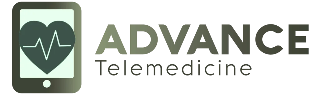 Logo for Advance Telemedicine featuring a heart with a heartbeat line on a smartphone icon, symbolizing care and trust—ideal for small business partnership agreement branding.