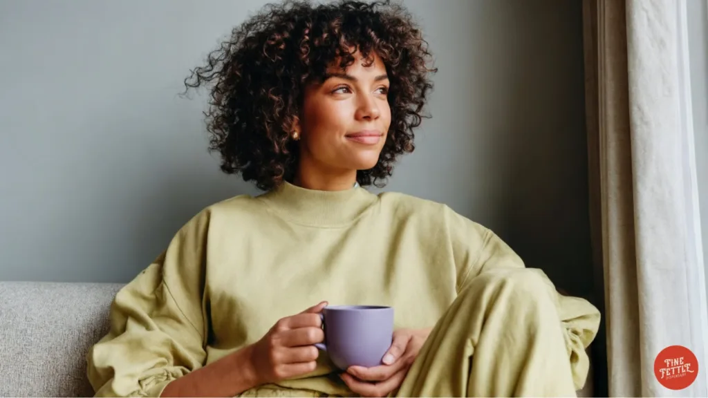 Woman enjoying a calm morning after taking THCV products from Fine Fettle dispensary